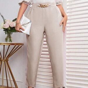 SHEIN Chic Cream Ankle Pants